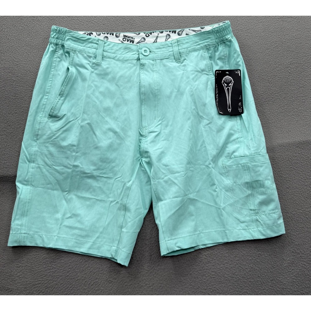 Mad Pelican Shorts Mens Large Blue Chino Stretch 9 Inseam UnLined Walking Casual